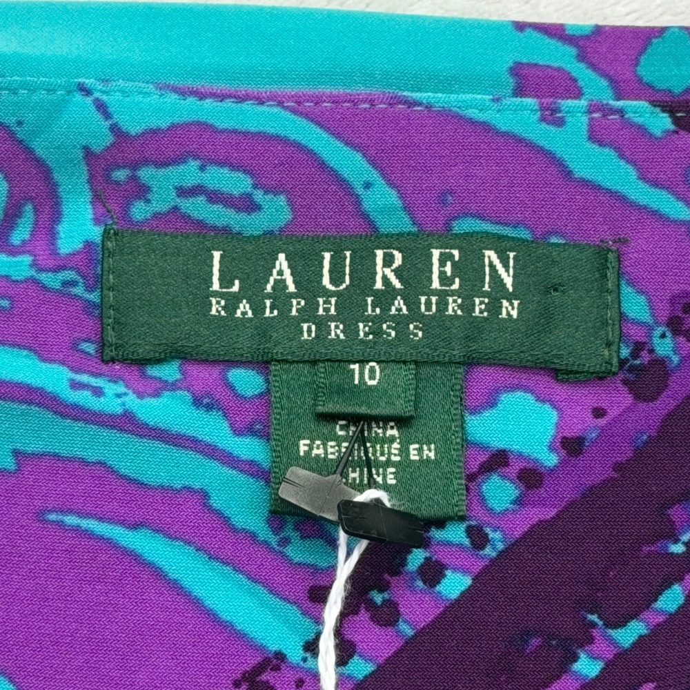 NEW Lauren Ralph Lauren Dress Womens 10 Paisley Sheath Ruched V-Neck NWOT - Picture 4 of 15